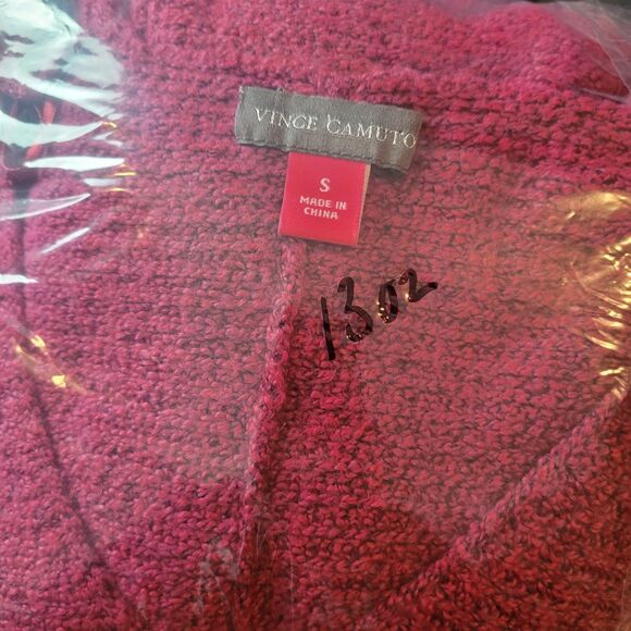 Vince Camuto NEW V Neck Balloon Sleeve Sweater Womens Small Berry Red Christmas - Picture 12 of 12